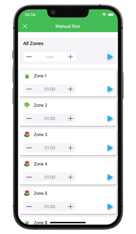 And now you can set time zones to water through the app, making garden management smarter and easier.