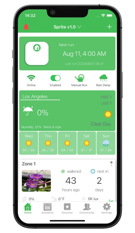 Netro APP provides real-time local weather conditions and zone information.